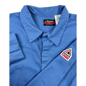 Bulwark FR Pocketless Work Button Up Shirt 3XL Long Light Blue CAT 2